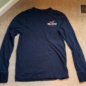 Hollister Men's Navy Blue Long Sleeve Shirt